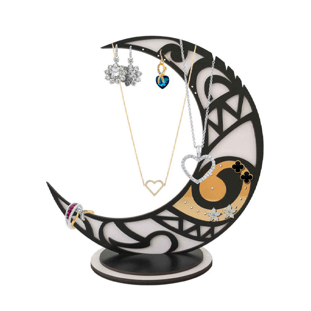 Novelty Wooden Jewelry Holder and Organizer Model Moon
