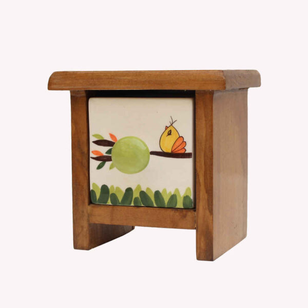 Handcrafted 1 Ceramic Drawers Chest with Wooden Box