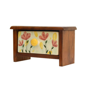 Wooden Storage Chest with 1 Floral Ceramic Drawers