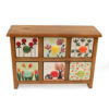 Handcrafted 6 Ceramic Drawers Chest with Wooden Box