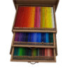 Wooden 120-Color Pencil Case with Drawer – Pasargad Collection for Artists