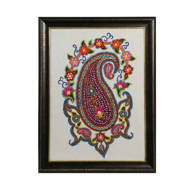 Persian Embroidered Tapestry Wall Hanging – Floral Paisley Textile Art