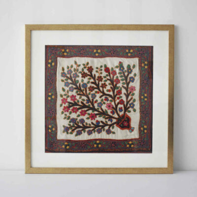 Persian Embroidered Tapestry Wall Hanging – Floral Zendegi Textile Art