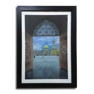 Original Realism Drawing – Pastel on Cardboard, Imam Reza Holy Shrine
