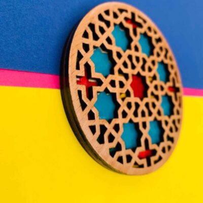 Wooden Geometric Coaster with the Design Afra (x2)