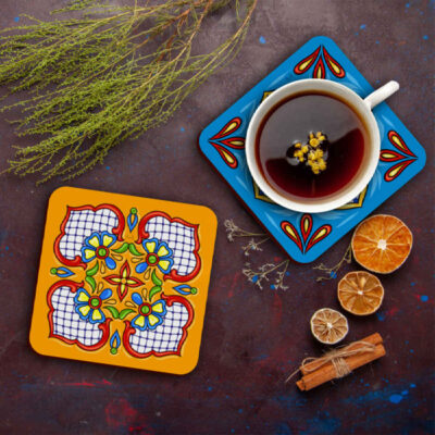 Drink Coaster Set With Persian Inspired Artistic Design Beautiful