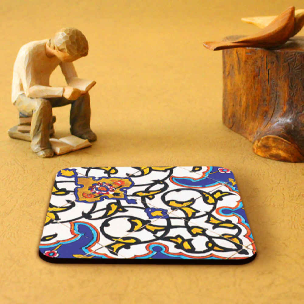 Drink Coaster Set & Holder With Persian Inspired Artistic Design Bita
