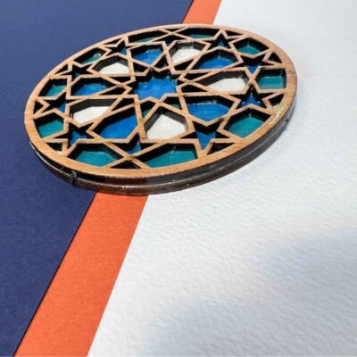 Wooden Geometric Coaster with the Design Darya (x2)