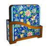 Drink Coaster Set & Holder With Persian Inspired Artistic Design Floral