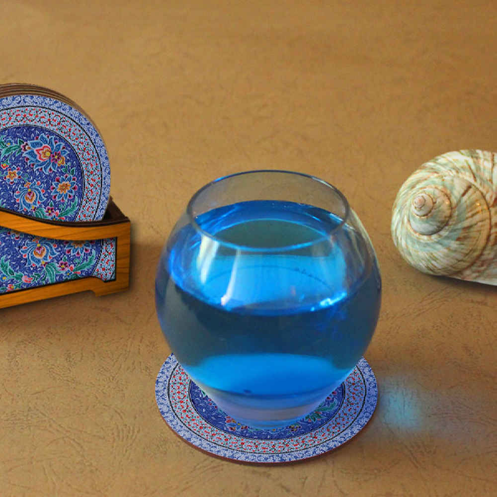 Drink Coaster Set & Holder With Persian Inspired Artistic Design Gelareh