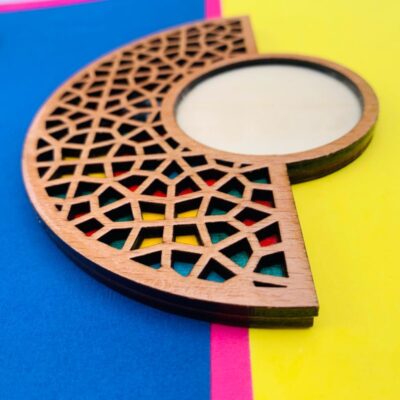 Wooden Geometric Coaster with the Design Design (x2)