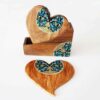 Drink Coaster Set & Holder With Persian Inspired Artistic Design Heart Shape