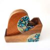 Drink Coaster Set & Holder With Persian Inspired Artistic Design Heart Shape