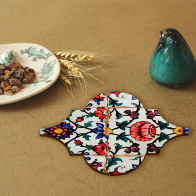 Drink Coaster Set & Holder With Persian Inspired Artistic Design Negar