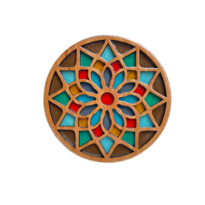 Wooden Geometric Coaster with the Design Raha (x2)