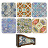 Drink Coaster Set & Holder With Persian Inspired Artistic Design Rahil