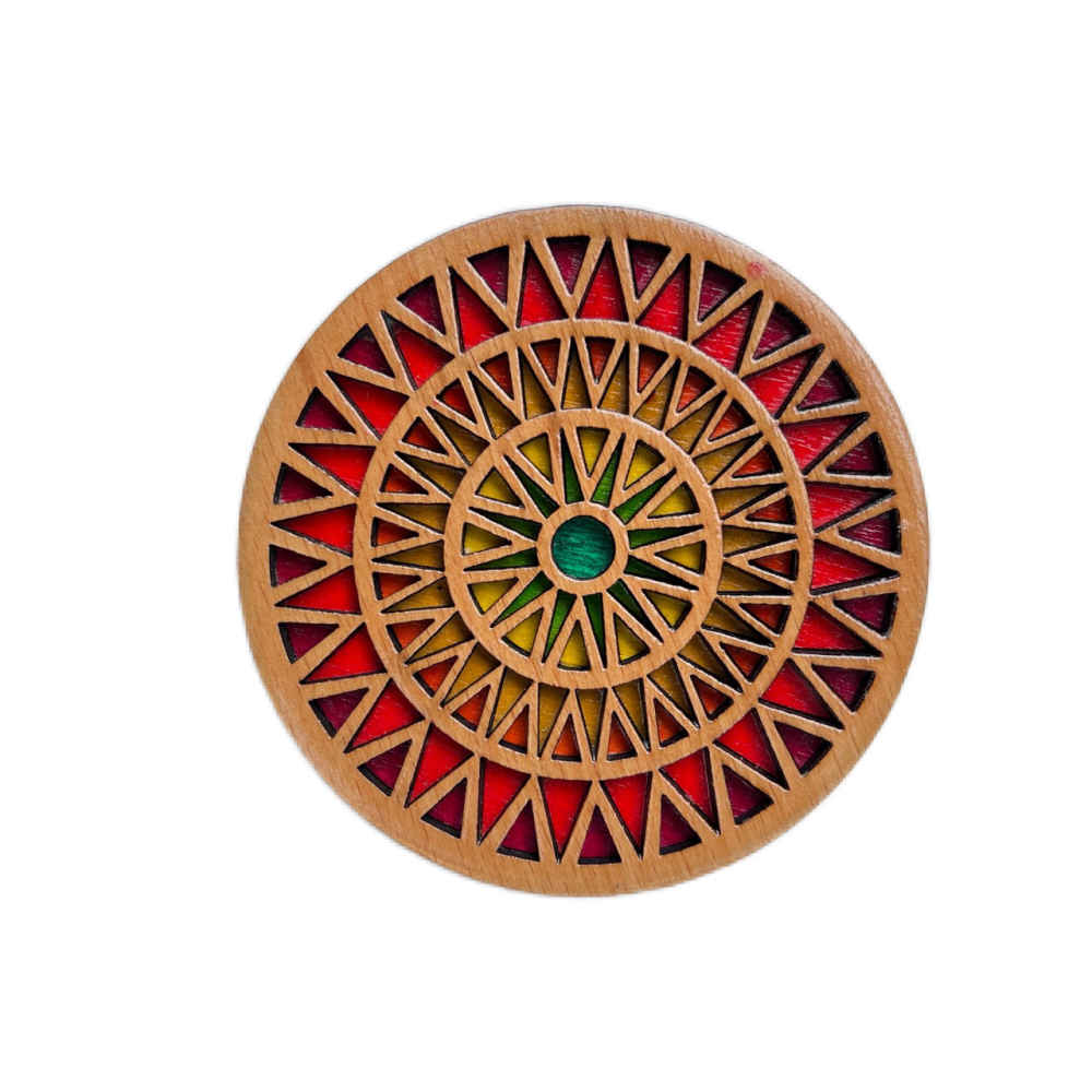 Wooden Geometric Coaster with the Design Raika (x2)