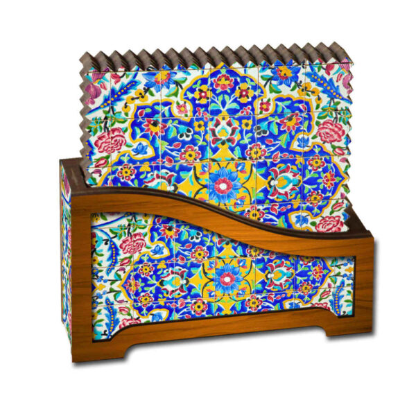 Drink Coaster Set & Holder With Persian Inspired Artistic Design Saleh