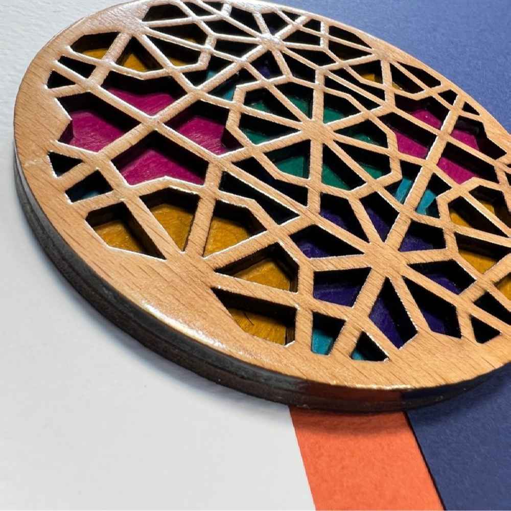 Wooden Geometric Coaster with the Design Sara (x2)