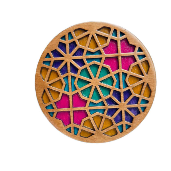 Wooden Geometric Coaster with the Design Sara (x2)
