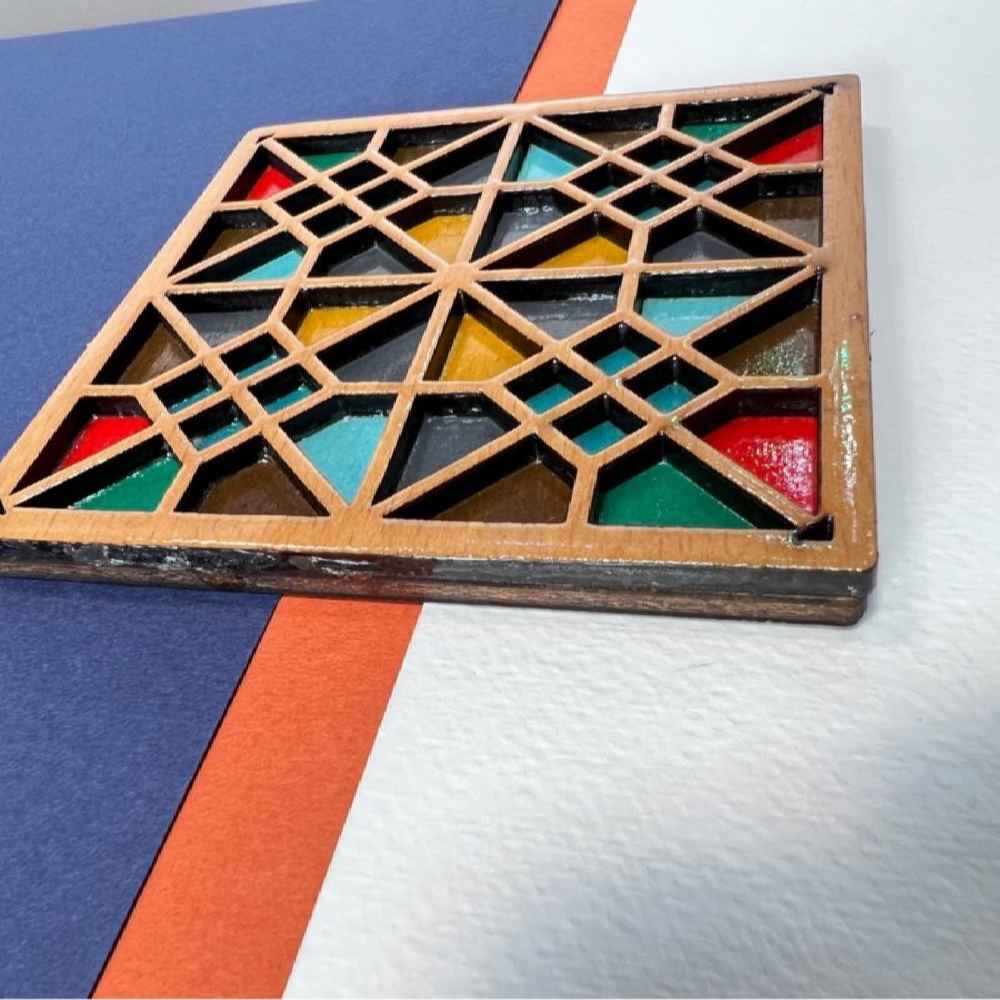 Wooden Geometric Coaster with the Design Sarv (x2)