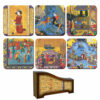 Drink Coaster Set & Holder With Persian Inspired Artistic Design Shahnameh