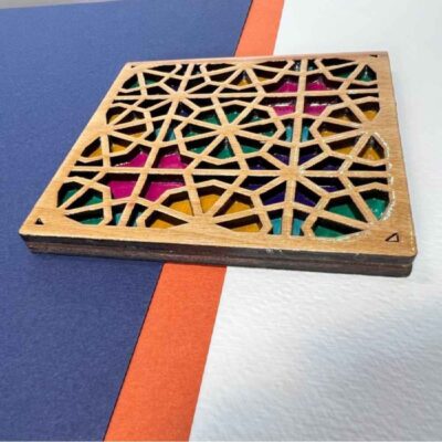 Wooden Geometric Coaster with the Design Tara (x2)