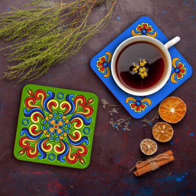 Artistic Drink Coaster Set with the Design Tile