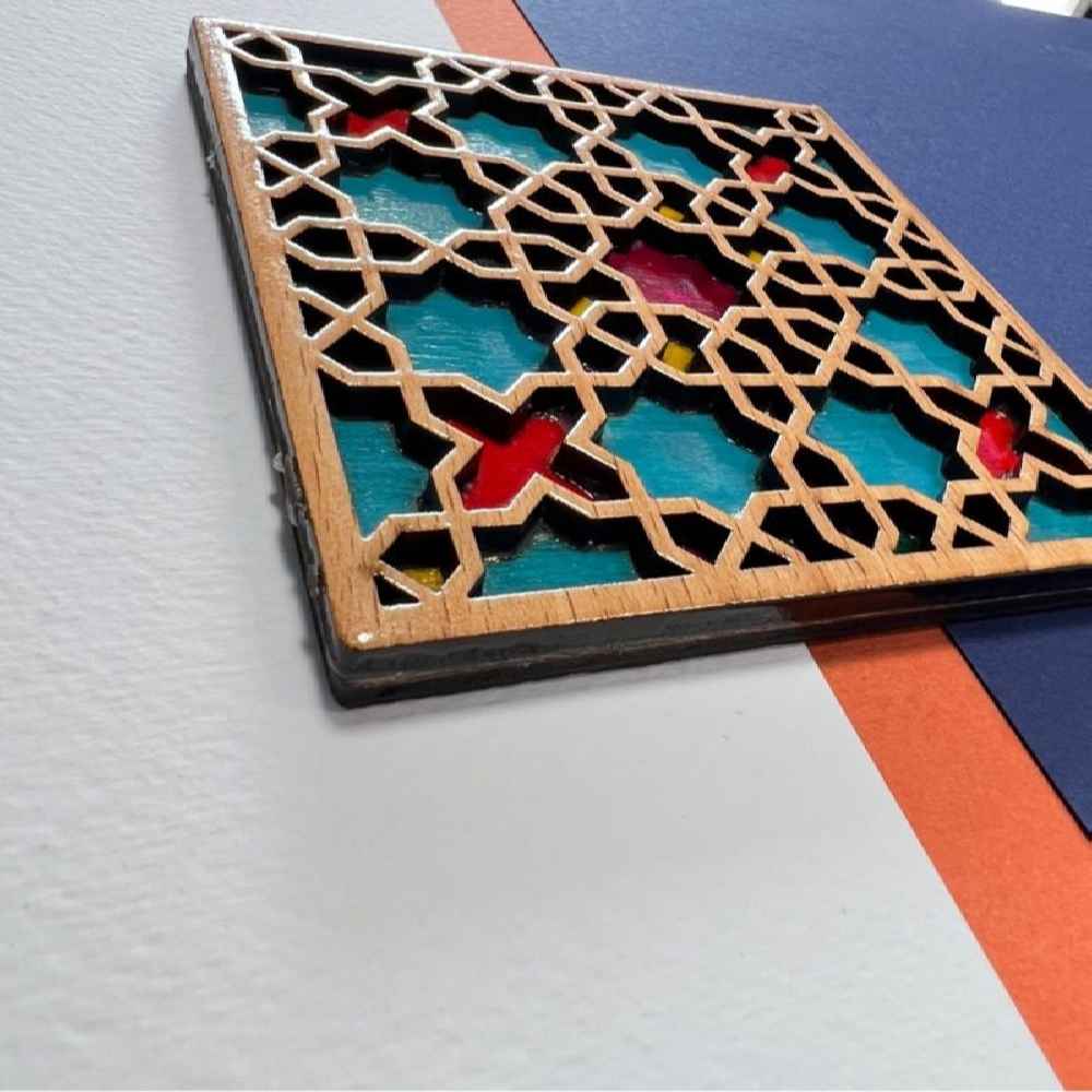 Wooden Geometric Coaster with the Design Tina (x2)