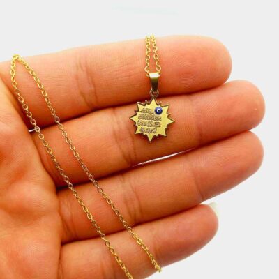 Islamic Wan Yakad Steel Necklace with Evil Eye Pendant