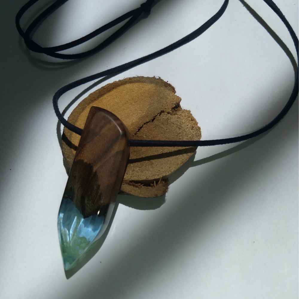 Wood & Resin Necklace Handcrafted Artistic Bold Style Kian