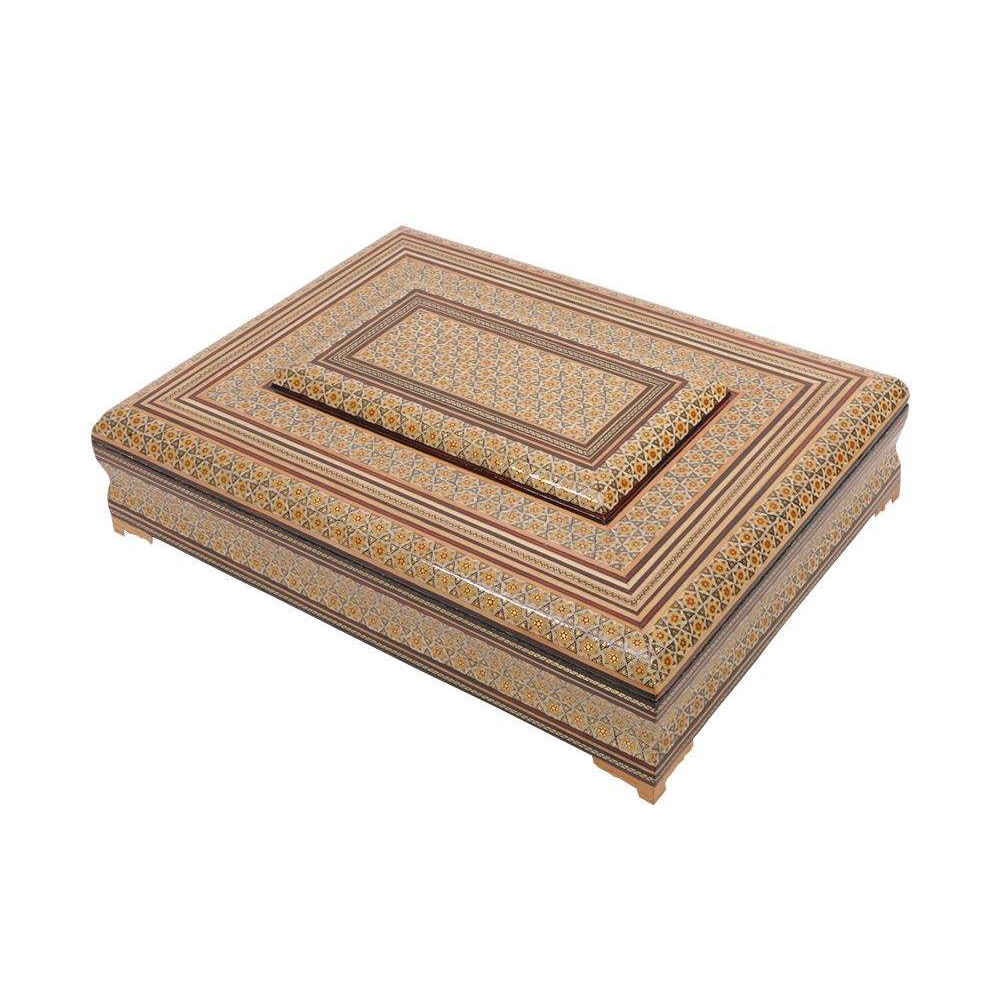 Beautiful Wooden Quran Storage Box - Khatam Enameled with Velvet Lining Model Fakher