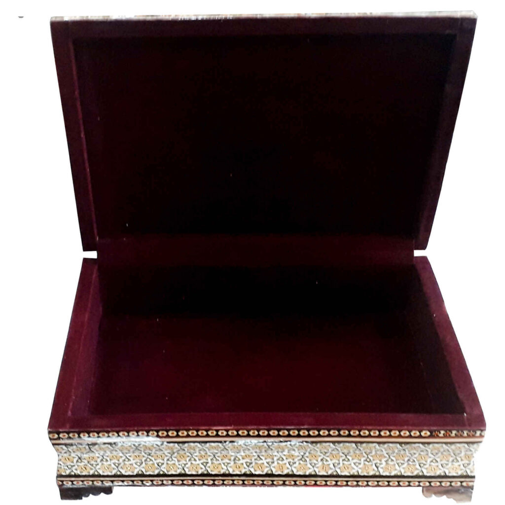 Beautiful Wooden Quran Storage Box Khatam Enameled with Velvet Lining