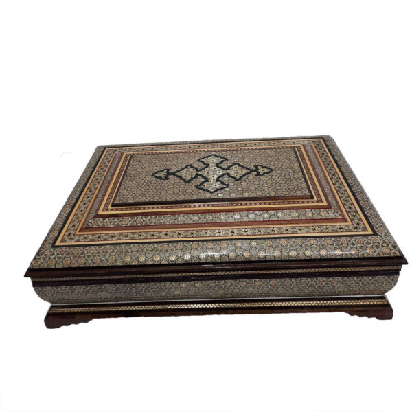 Beautiful Wooden Quran Storage Box - Khatam Enameled with Velvet Lining Model Honar