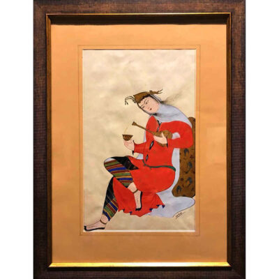 Original Persian Safavid Art Painting: Watercolor and Gouache on Cardboard – Tazhib