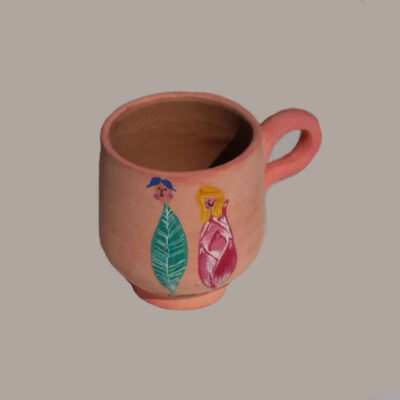 Artistic Pottery Cup – Handcrafted with Couple Pattern