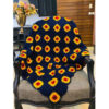 Crochet Throw for Sofa and Bed Checkered Bohemian Flower
