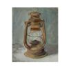 Original Realism Art Painting - Oil on Cardboard, Lantern Light