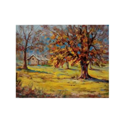 Original Painterly Art Painting – Oil on Cardboard Landscape Autumn