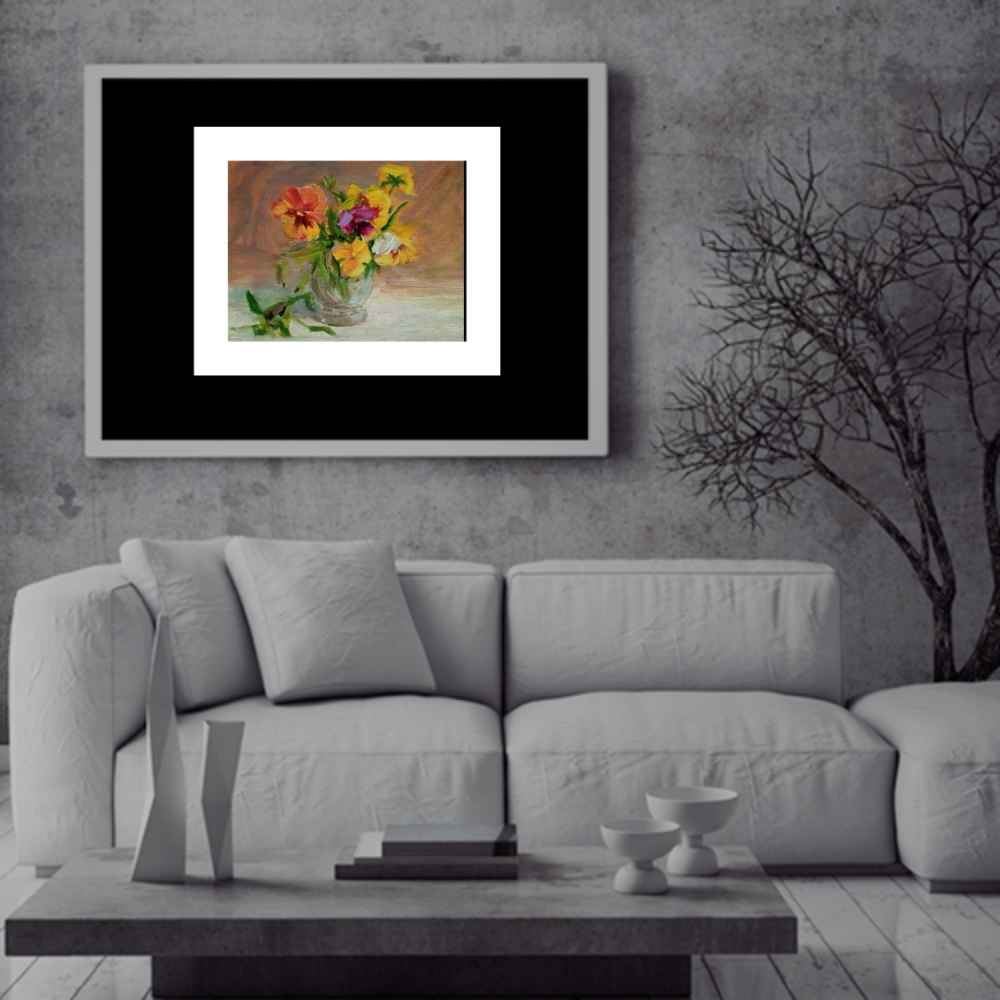 Original Painterly Art Painting – Oil on Cardboard Flowers in Vase