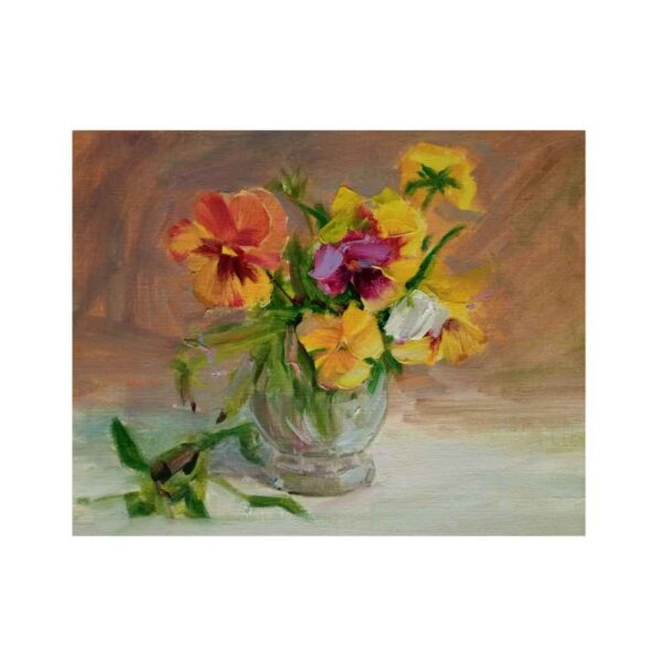 Original Painterly Art Painting - Oil on Cardboard Flowers in Vase