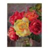 Original Painterly Art Painting - Oil on Cardboard Rose Flowers in Vase