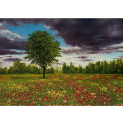 Original Painterly Art Painting – Oil on Cardboard Landscape Spring