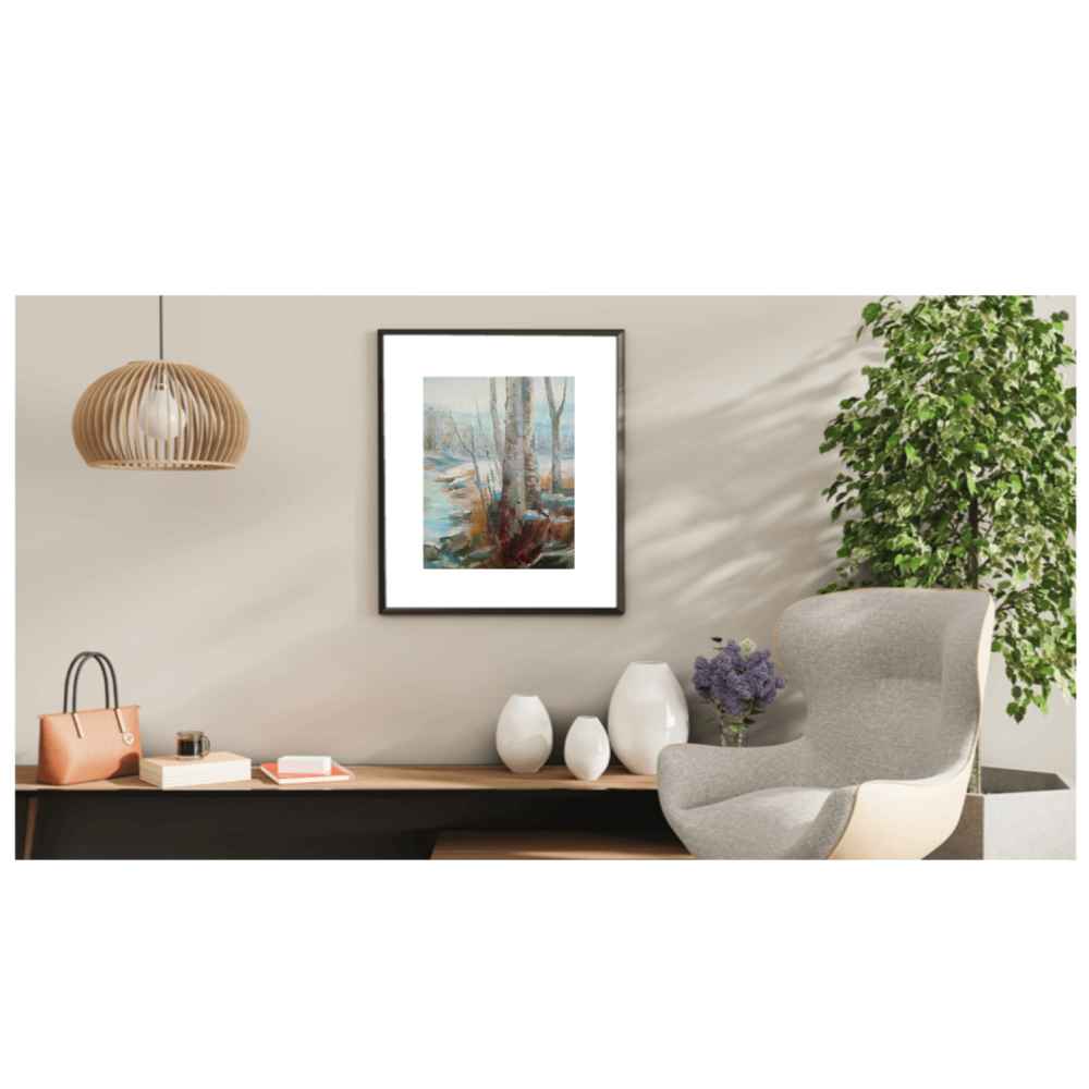 Original Painterly Art Painting – Oil on Cardboard Landscape Winter