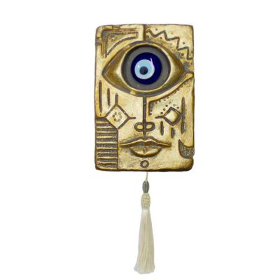 Cheshm Nazar Pottery Wall Hanging Amulet Model Golden