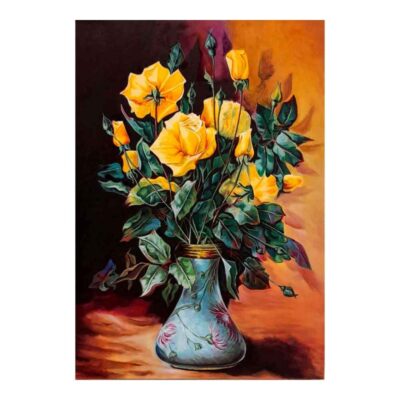 Original Realism Painting – Oil on Canvas, Flowers by Ahmad Motaghedi