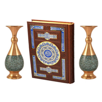 Treasured Persian Minakari Vases and Quran Book Gift Set