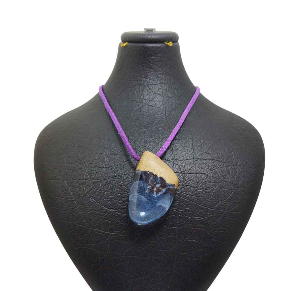 Wood & Resin Necklace Handcrafted Artistic Bold Style Abr