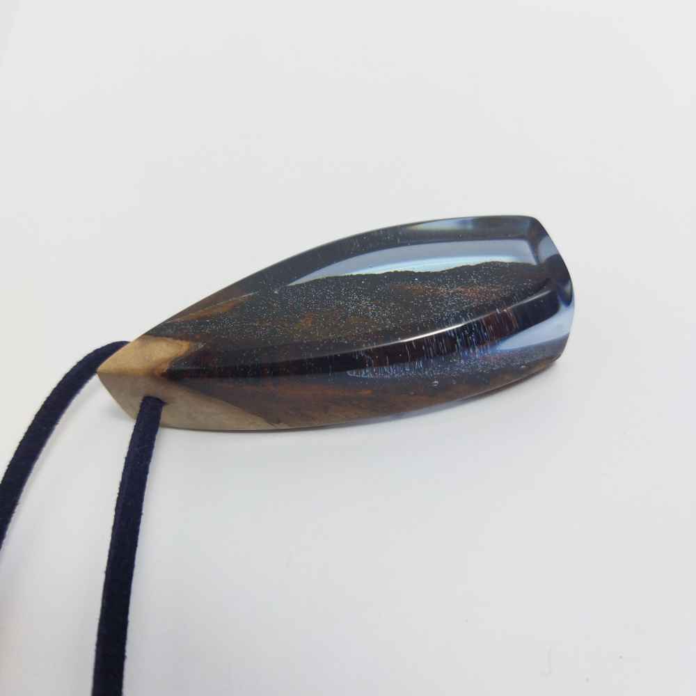 Wood & Resin Necklace Handcrafted Artistic Bold Style Fariba