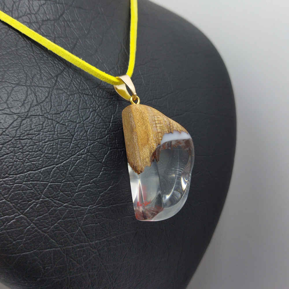 Wood & Resin Necklace Handcrafted Artistic Bold Style Leili